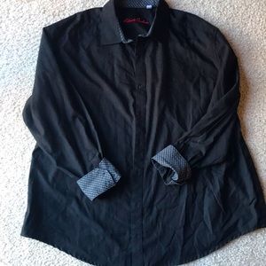 Black paisley 3XLT Robert Graham men’s dress shirt, flip cuff Tall